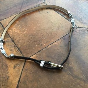 Brighton womens belt brown crocodile leather gold and silver size L